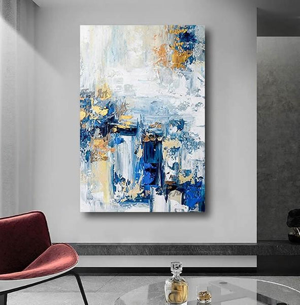 Modern Paintings for Living Room, Modern Abstract Art, Blue Abstract Acrylic Painting, Simple Modern Art-HomePaintingDecor