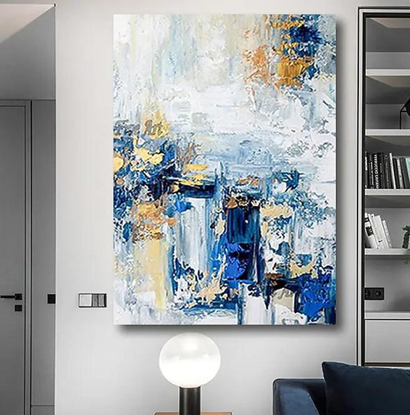 Modern Paintings for Living Room, Modern Abstract Art, Blue Abstract Acrylic Painting, Simple Modern Art-HomePaintingDecor