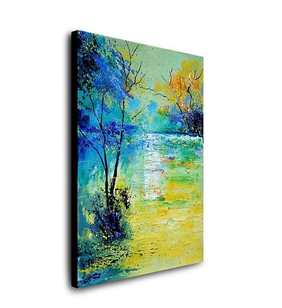 Forest Tree by the Lake Painting, Abstract Landscape Painting, Canvas Painting Landscape, Paintings for Living Room, Simple Modern Acrylic Paintings,-HomePaintingDecor