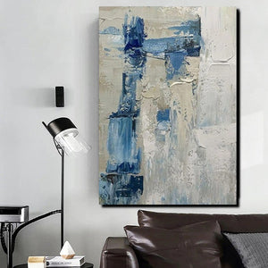 Simple Wall Art Ideas, Heavy Texture Painting, Blue Modern Abstract Painting, Bedroom Abstract Paintings, Large Acrylic Canvas Paintings-HomePaintingDecor