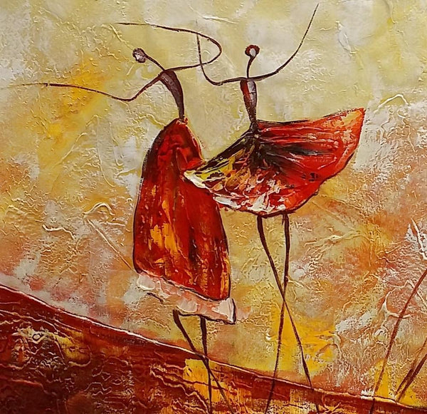 Simple Canvas Painting, Dining Room Wall Art Paintings, Buy Art Online, Abstract Acrylic Painting, Ballet Dancer Painting-HomePaintingDecor