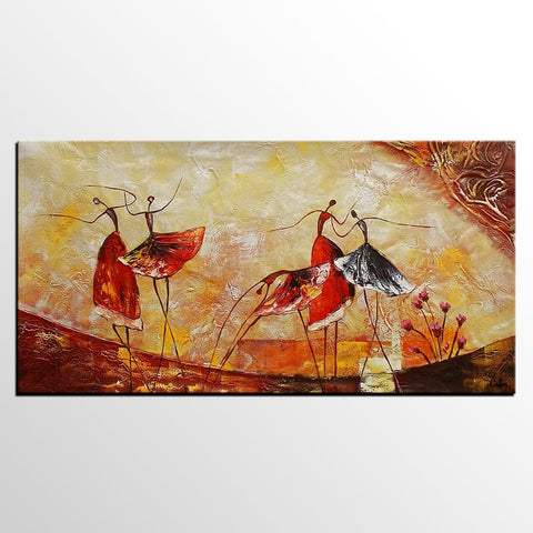 Simple Canvas Painting, Dining Room Wall Art Paintings, Buy Art Online, Abstract Acrylic Painting, Ballet Dancer Painting-HomePaintingDecor