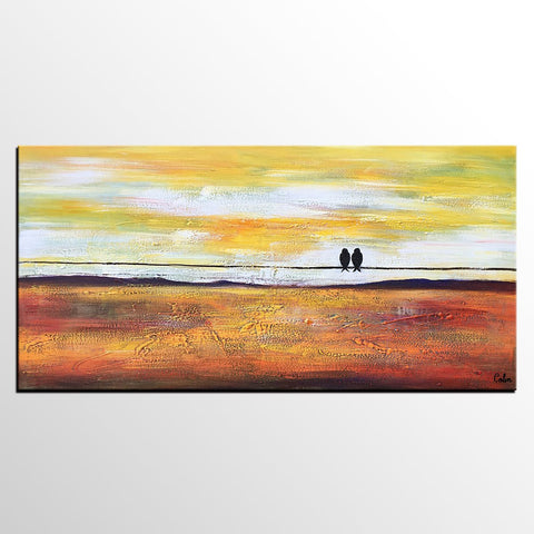 Bird Painting, Love Birds Painting, Abstract Canvas Painting, Buy Art Online, Canvas Painting for Bedroom, Simple Modern Art-HomePaintingDecor