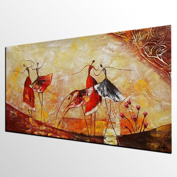 Simple Canvas Painting, Dining Room Wall Art Paintings, Buy Art Online, Abstract Acrylic Painting, Ballet Dancer Painting-HomePaintingDecor