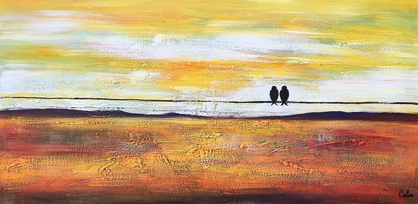 Bird Painting, Love Birds Painting, Abstract Canvas Painting, Buy Art Online, Canvas Painting for Bedroom, Simple Modern Art-HomePaintingDecor