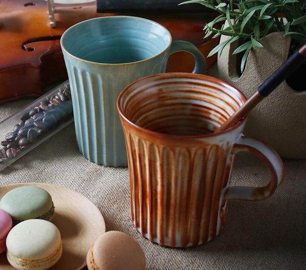 Large Capacity Coffee Cup, Cappuccino Coffee Mug, Handmade Pottery Coffee Cup, Large Tea Cup-HomePaintingDecor