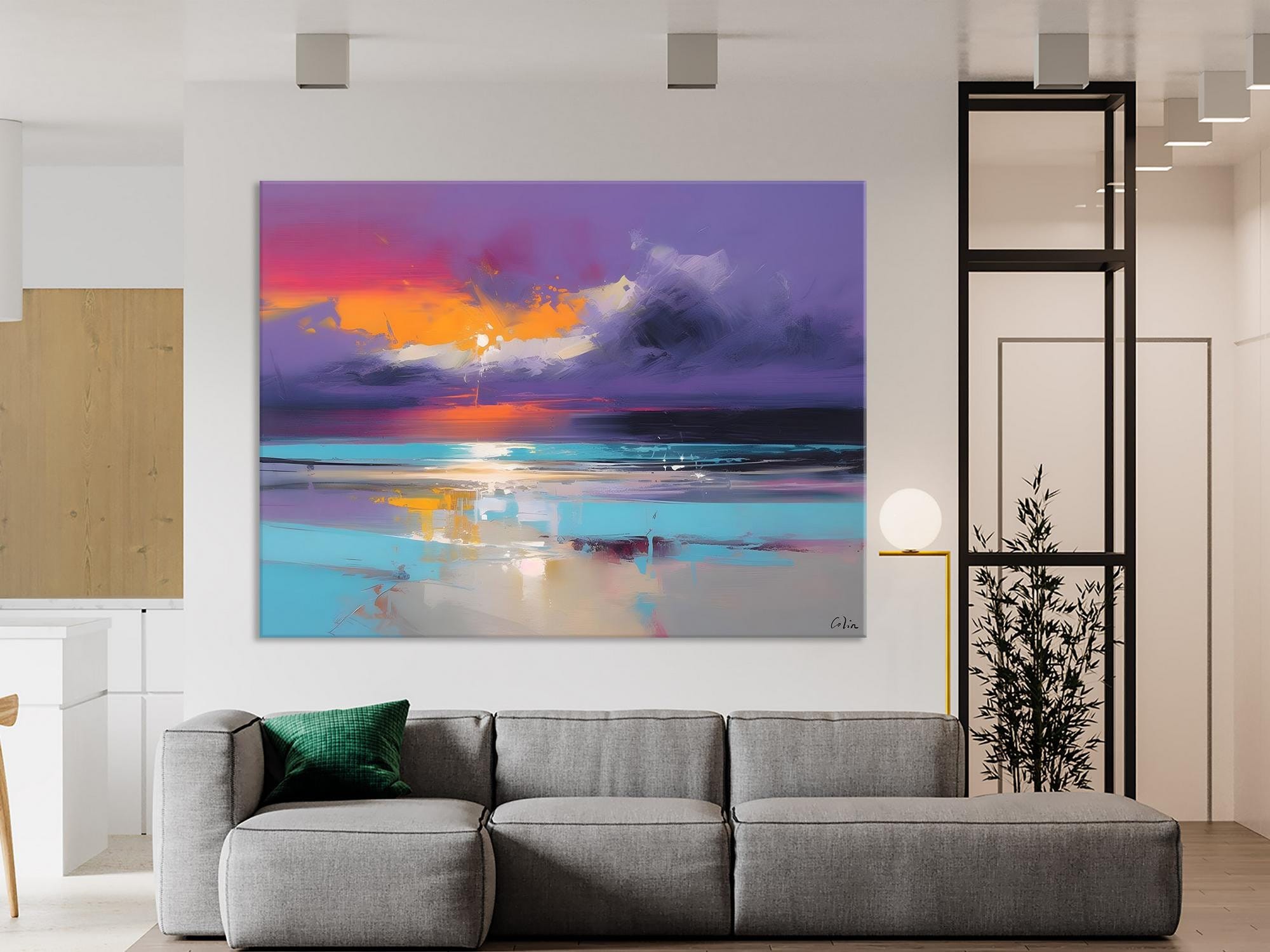 Abstract Landscape Paintings, Modern Abstract Wall Art, Extra Large Canvas Painting for Dining Room, Original Canvas Wall Art Paintings-HomePaintingDecor