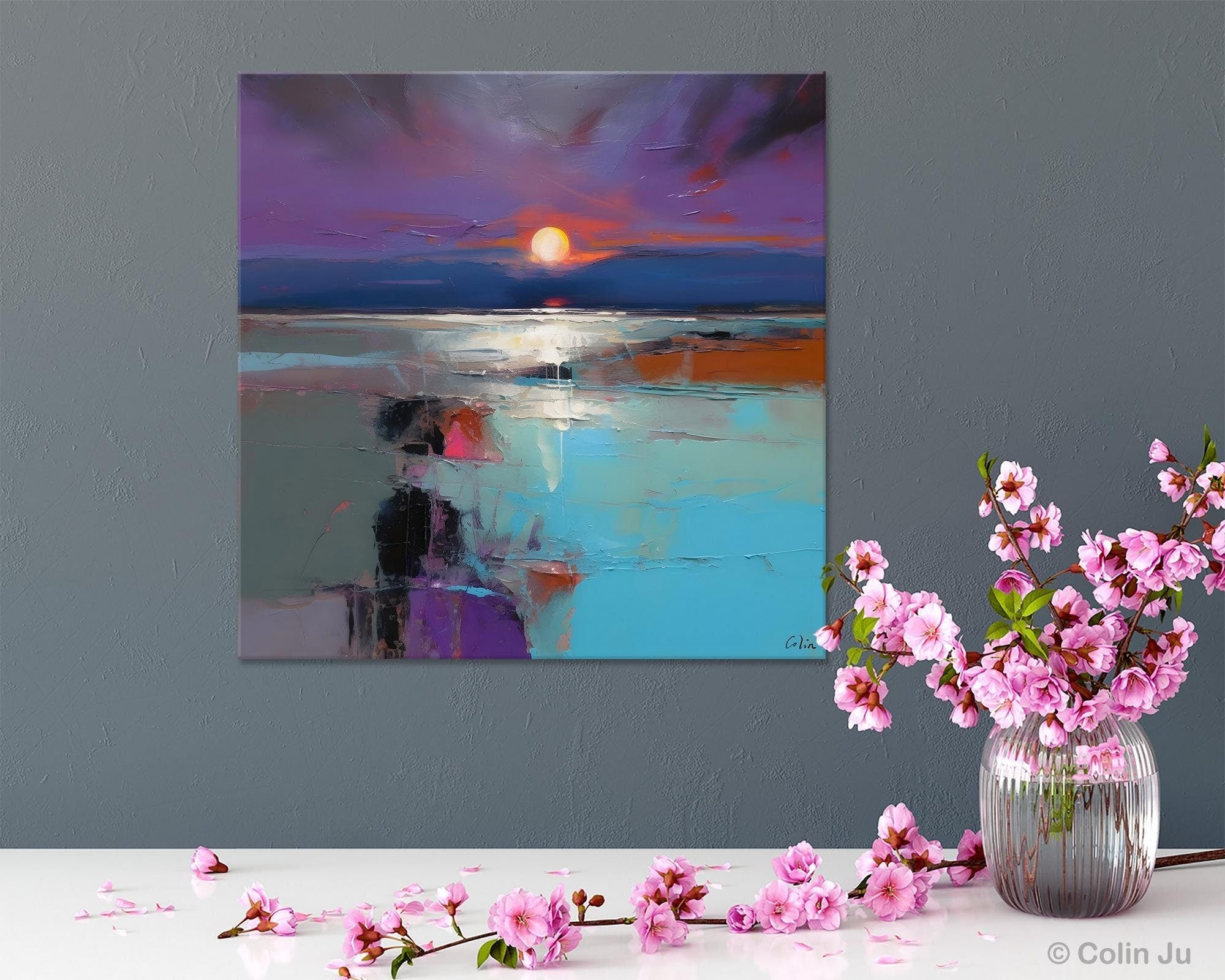 Original Canvas Wall Art Paintings, Modern Canvas Painting for Living Room, Acrylic Painting on Canvas, Landscape Abstract Paintings-HomePaintingDecor