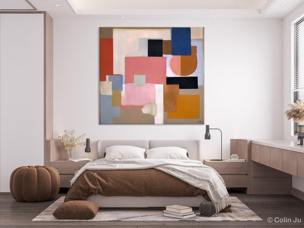 Geometric Abstract Art, Original Abstract Wall Art, Contemporary Acrylic Paintings, Hand Painted Canvas Art, Large Abstract Art for Bedroom-HomePaintingDecor