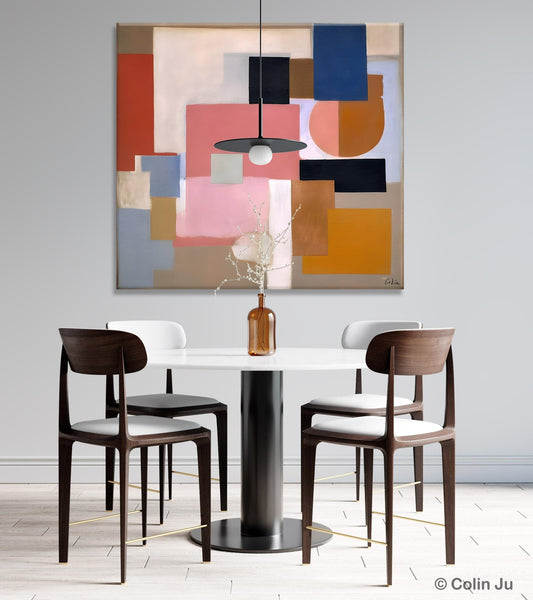 Geometric Abstract Art, Original Abstract Wall Art, Contemporary Acrylic Paintings, Hand Painted Canvas Art, Large Abstract Art for Bedroom-HomePaintingDecor