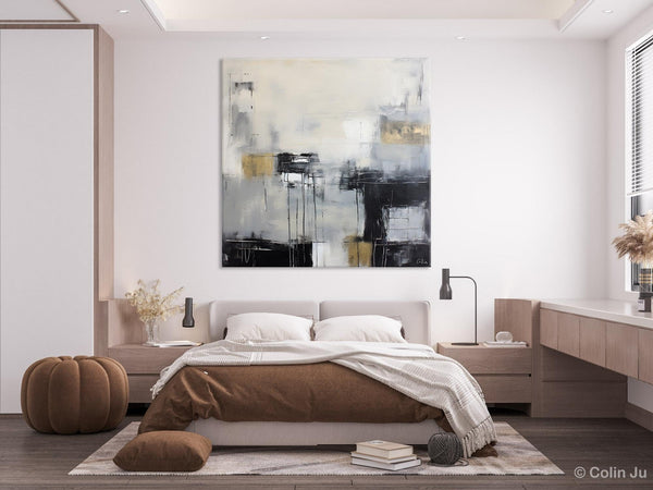 Modern Acrylic Artwork, Contemporary Canvas Artwork, Original Modern Wall Art, Black Canvas Paintings, Large Abstract Painting for Bedroom-HomePaintingDecor