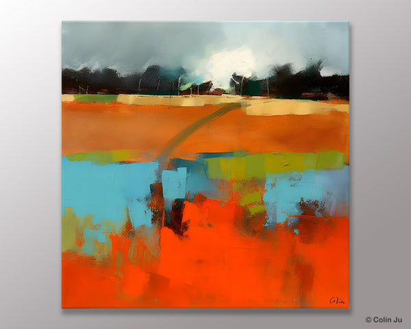 Original Abstract Wall Art, Landscape Acrylic Art, Landscape Canvas Art, Hand Painted Canvas Art, Large Abstract Painting for Living Room-HomePaintingDecor