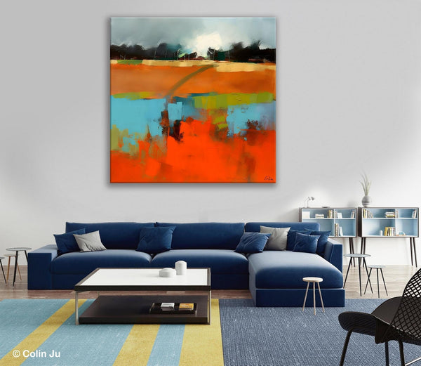 Original Abstract Wall Art, Landscape Acrylic Art, Landscape Canvas Art, Hand Painted Canvas Art, Large Abstract Painting for Living Room-HomePaintingDecor