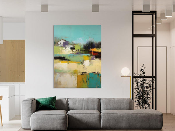 Landscape Canvas Paintings for Dining Room, Extra Large Modern Wall Art, Acrylic Painting on Canvas, Original Landscape Abstract Painting-HomePaintingDecor