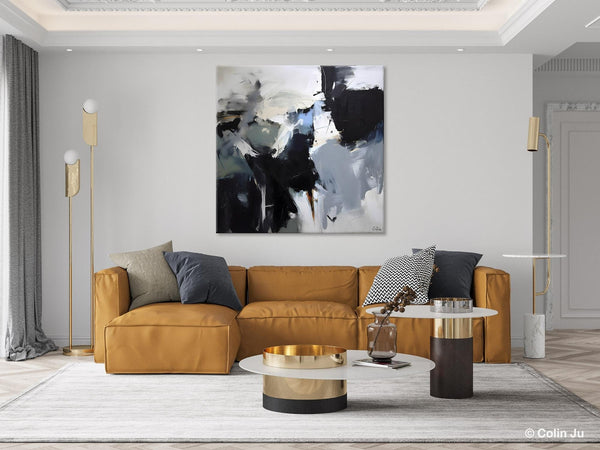 Extra Large Abstract Paintings for Dining Room, Black Modern Art Paintings, Original Modern Acrylic Artwork, Abstract Wall Art for Bedroom-HomePaintingDecor