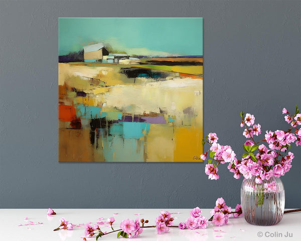 Large Landscape Canvas Paintings, Hand Painted Canvas Art, Landscape Acrylic Art, Original Abstract Art, Landscape Paintings for Living Room-HomePaintingDecor