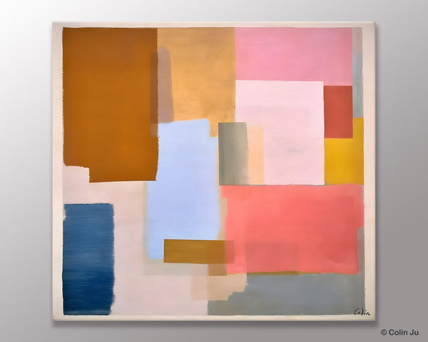 Original Abstract Art, Canvas Paintings for Sale, Large Modern Wall Art for Bedroom, Geometric Modern Acrylic Art, Contemporary Canvas Art-HomePaintingDecor