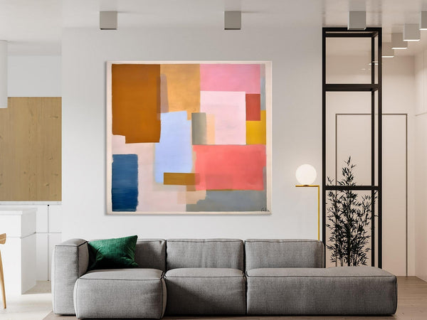 Original Abstract Art, Canvas Paintings for Sale, Large Modern Wall Art for Bedroom, Geometric Modern Acrylic Art, Contemporary Canvas Art-HomePaintingDecor