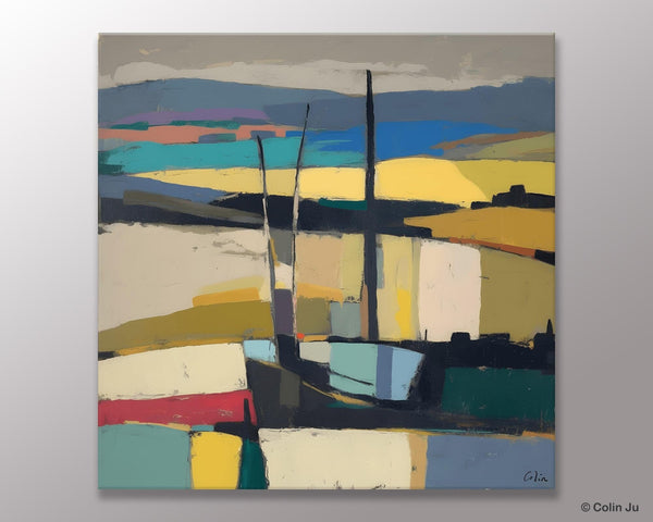 Landscape Canvas Art, Original Abstract Art, Hand Painted Canvas Art, Abstract Landscape Painting, Large Abstract Painting for Living Room-HomePaintingDecor