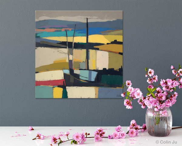 Landscape Canvas Art, Original Abstract Art, Hand Painted Canvas Art, Abstract Landscape Painting, Large Abstract Painting for Living Room-HomePaintingDecor