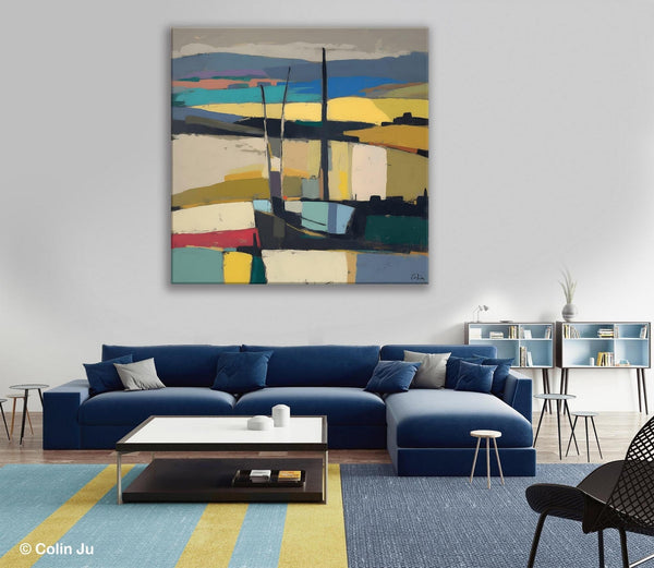 Landscape Canvas Art, Original Abstract Art, Hand Painted Canvas Art, Abstract Landscape Painting, Large Abstract Painting for Living Room-HomePaintingDecor
