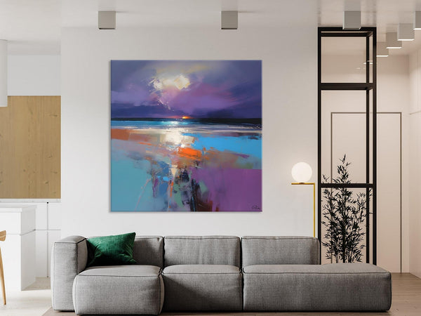 Original Abstract Art, Hand Painted Canvas Art, Landscape Canvas Art, Sunrise Landscape Acrylic Art, Large Abstract Painting for Living Room-HomePaintingDecor