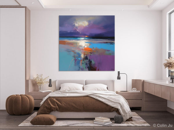 Original Abstract Art, Hand Painted Canvas Art, Landscape Canvas Art, Sunrise Landscape Acrylic Art, Large Abstract Painting for Living Room-HomePaintingDecor