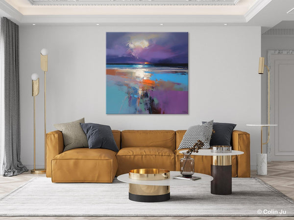 Original Abstract Art, Hand Painted Canvas Art, Landscape Canvas Art, Sunrise Landscape Acrylic Art, Large Abstract Painting for Living Room-HomePaintingDecor