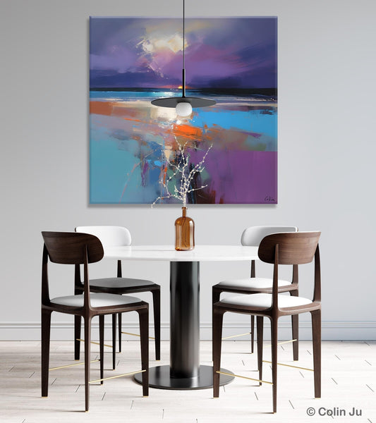 Original Abstract Art, Hand Painted Canvas Art, Landscape Canvas Art, Sunrise Landscape Acrylic Art, Large Abstract Painting for Living Room-HomePaintingDecor