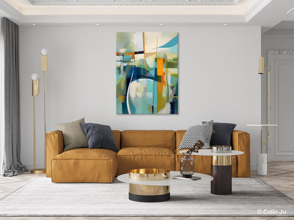 Large Geometric Abstract Painting, Acrylic Painting on Canvas, Landscape Canvas Paintings for Bedroom, Original Landscape Abstract Painting-HomePaintingDecor