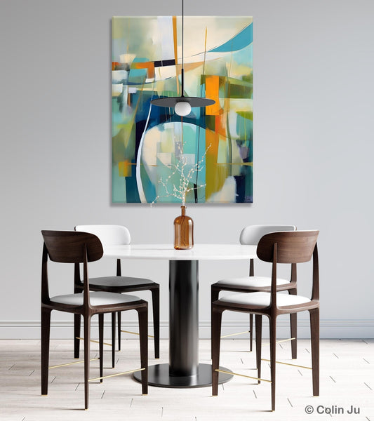 Large Geometric Abstract Painting, Acrylic Painting on Canvas, Landscape Canvas Paintings for Bedroom, Original Landscape Abstract Painting-HomePaintingDecor