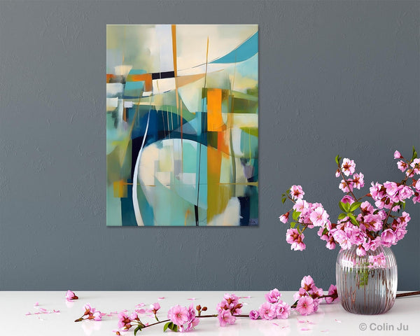 Large Geometric Abstract Painting, Acrylic Painting on Canvas, Landscape Canvas Paintings for Bedroom, Original Landscape Abstract Painting-HomePaintingDecor