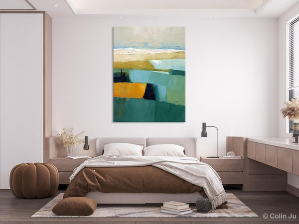Large Geometric Abstract Painting, Landscape Canvas Paintings for Bedroom, Acrylic Painting on Canvas, Original Landscape Abstract Painting-HomePaintingDecor
