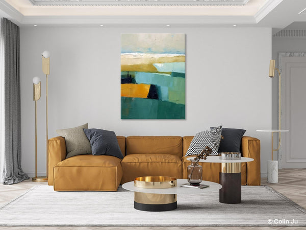 Large Geometric Abstract Painting, Landscape Canvas Paintings for Bedroom, Acrylic Painting on Canvas, Original Landscape Abstract Painting-HomePaintingDecor