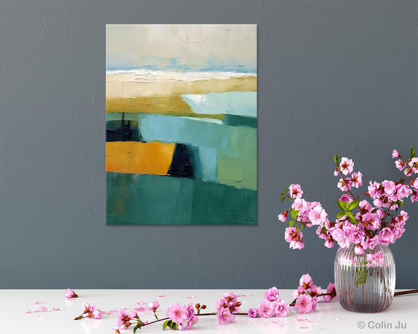 Large Geometric Abstract Painting, Landscape Canvas Paintings for Bedroom, Acrylic Painting on Canvas, Original Landscape Abstract Painting-HomePaintingDecor