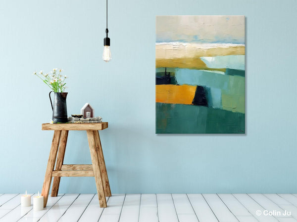 Large Geometric Abstract Painting, Landscape Canvas Paintings for Bedroom, Acrylic Painting on Canvas, Original Landscape Abstract Painting-HomePaintingDecor
