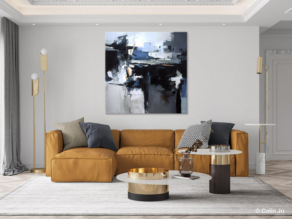 Original Modern Wall Art on Canvas, Black Contemporary Canvas Art, Modern Acrylic Artwork for Sale, Large Abstract Painting for Bedroom-HomePaintingDecor