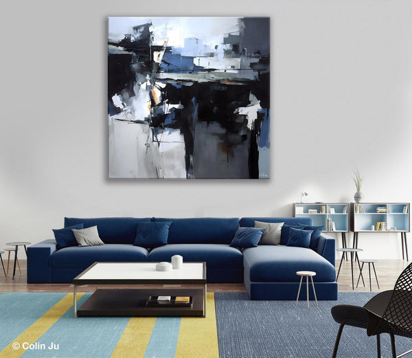 Original Modern Wall Art on Canvas, Black Contemporary Canvas Art, Modern Acrylic Artwork for Sale, Large Abstract Painting for Bedroom-HomePaintingDecor