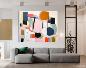 Abstract Canvas Paintings, Extra Large Canvas Painting for Living Room, Original Acrylic Wall Art, Oversized Contemporary Acrylic Paintings-HomePaintingDecor