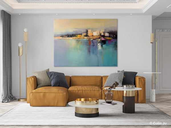 Abstract Landscape Paintings, Palette Knife Canvas Art, Extra Large Canvas Painting for Dining Room, Original Canvas Wall Art Paintings-HomePaintingDecor