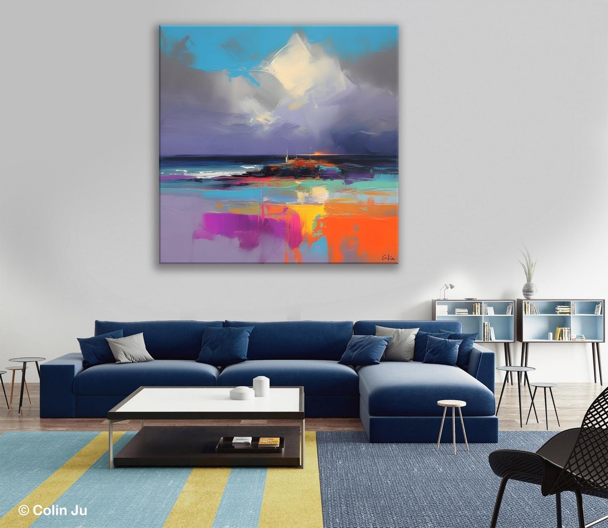 Landscape Canvas Paintings, Modern Canvas Wall Art Paintings, Original Canvas Painting for Living Room, Acrylic Painting on Canvas-HomePaintingDecor