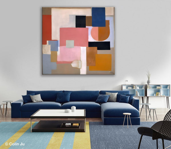Geometric Abstract Art, Original Abstract Wall Art, Contemporary Acrylic Paintings, Hand Painted Canvas Art, Large Abstract Art for Bedroom-HomePaintingDecor