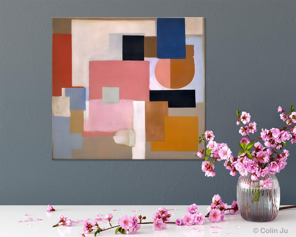 Geometric Abstract Art, Original Abstract Wall Art, Contemporary Acrylic Paintings, Hand Painted Canvas Art, Large Abstract Art for Bedroom-HomePaintingDecor