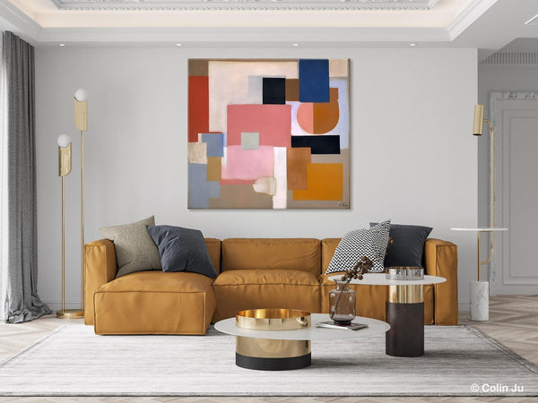 Geometric Abstract Art, Original Abstract Wall Art, Contemporary Acrylic Paintings, Hand Painted Canvas Art, Large Abstract Art for Bedroom-HomePaintingDecor