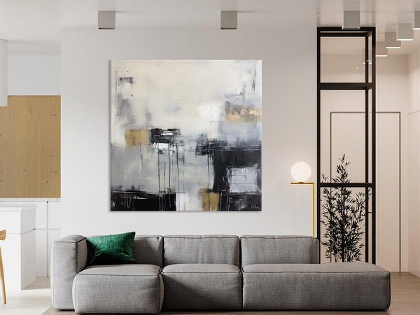 Modern Acrylic Artwork, Contemporary Canvas Artwork, Original Modern Wall Art, Black Canvas Paintings, Large Abstract Painting for Bedroom-HomePaintingDecor