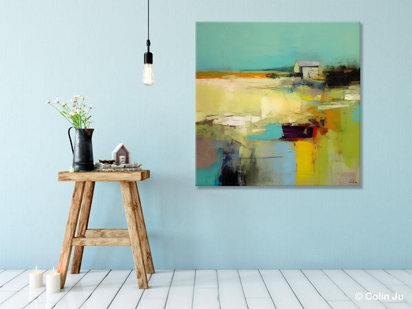 Landscape Canvas Paintings, Original Landscape Paintings, Abstract Wall Art Painting for Living Room, Oversized Acrylic Painting on Canvas-HomePaintingDecor