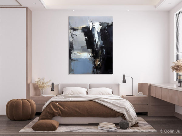 Extra Large Paintings for Bedroom, Black Contemporary Wall Art, Abstract Wall Paintings, Hand Painted Canvas Art, Original Modern Painting-HomePaintingDecor