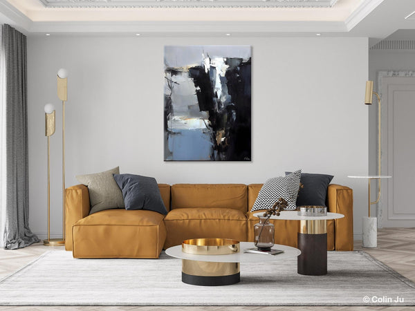 Extra Large Paintings for Bedroom, Black Contemporary Wall Art, Abstract Wall Paintings, Hand Painted Canvas Art, Original Modern Painting-HomePaintingDecor