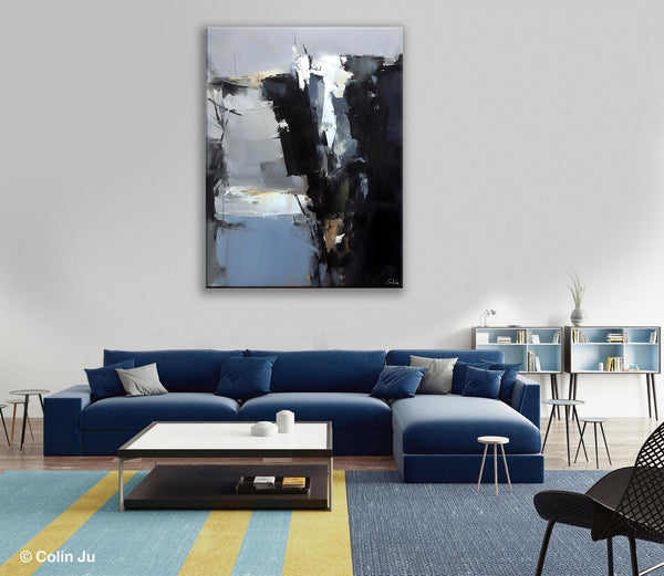 Extra Large Paintings for Bedroom, Black Contemporary Wall Art, Abstract Wall Paintings, Hand Painted Canvas Art, Original Modern Painting-HomePaintingDecor