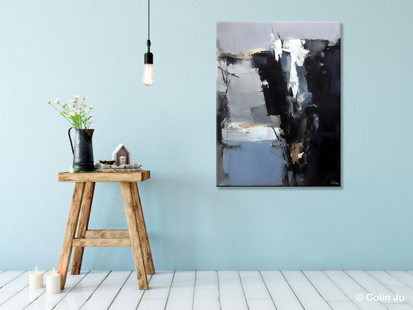 Extra Large Paintings for Bedroom, Black Contemporary Wall Art, Abstract Wall Paintings, Hand Painted Canvas Art, Original Modern Painting-HomePaintingDecor